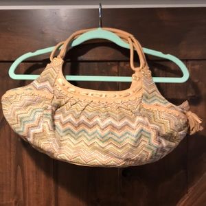 Cole Haan Sarah Straw multicolor chevron bag